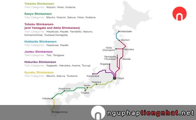 Bản đồ tàu shinkansen chạy
